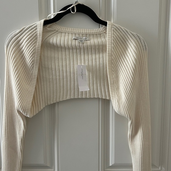 American Eagle Outfitters Sweaters - American Eagle Cream Ribbed Knit Cardigan/ cropped